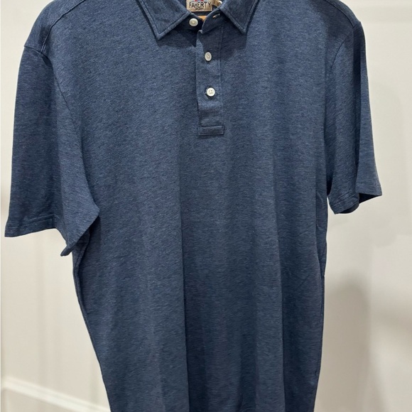 Faherty Heathered Navy Movement Polo - Picture 1 of 2
